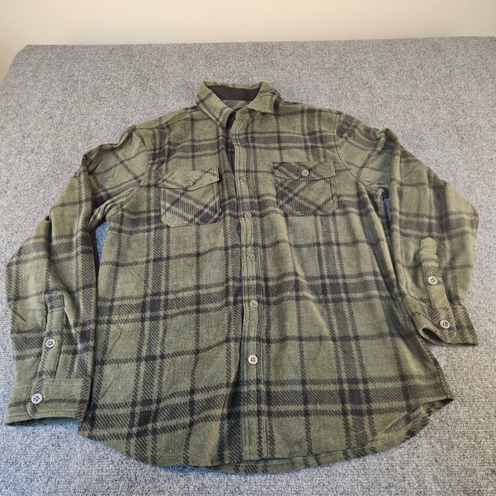 Freedom Foundry‎ Mens Fleece Plaid Shirt Jacket Olive Green Black Size Medium